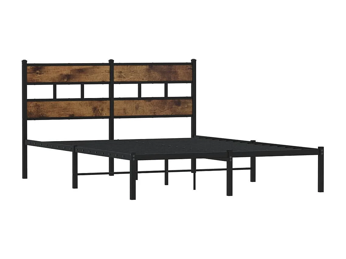 Estructura de cama sin colchón metal roble ahumado 160x200 cm