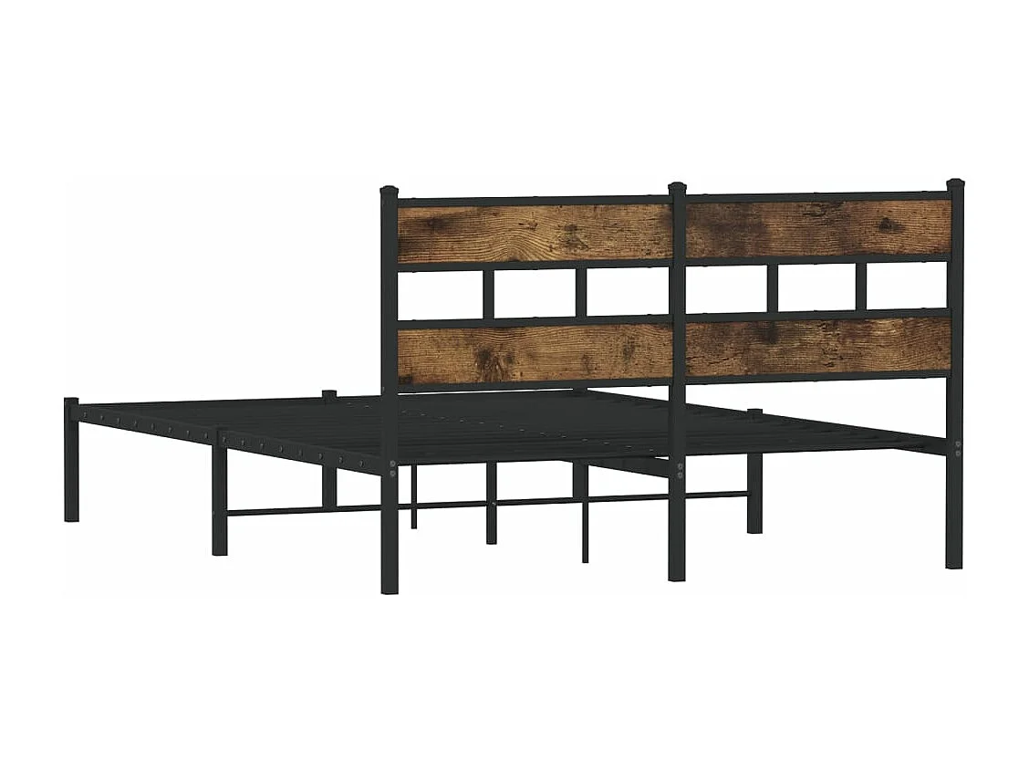 Estructura de cama sin colchón metal roble ahumado 160x200 cm