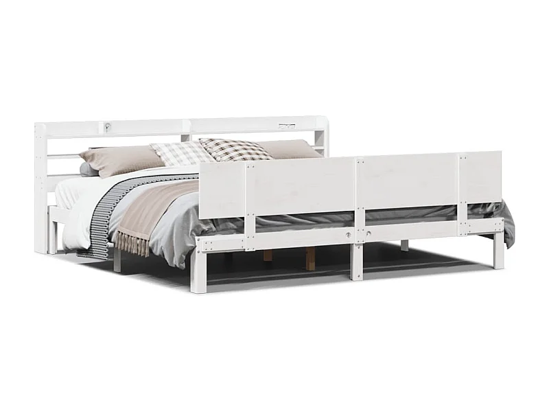 Estructura de cama con cabecero madera de pino blanco 200x200cm