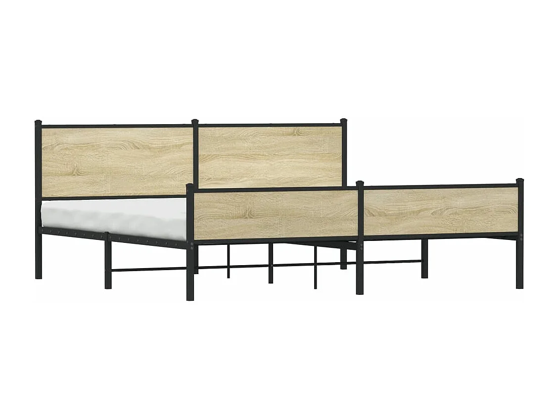Estructura de cama sin colchón metal roble Sonoma 193x203 cm