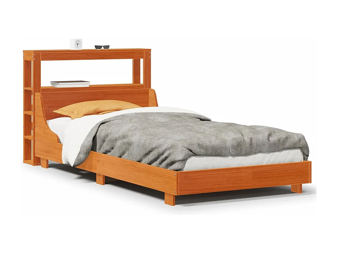 Cadre de lit sans matelas cire marron 100x200cm bois pin massif