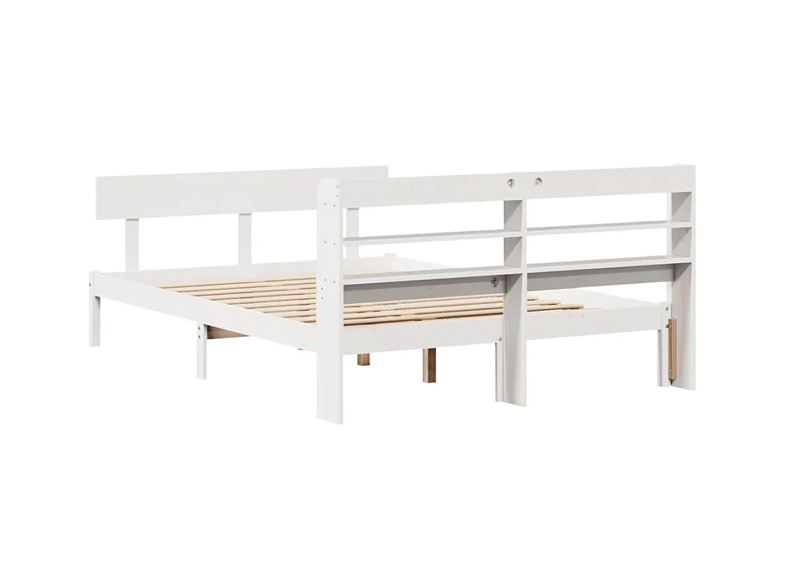 Cadre de lit sans matelas blanc 135x190 cm bois de pin massif