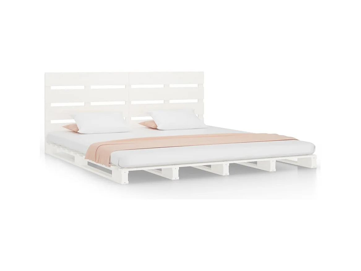 Estructura de cama de madera maciza de pino blanco 200x200 cm