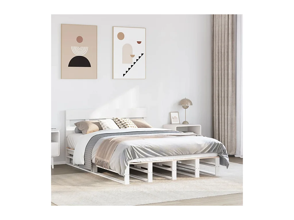 Cadre de lit sans matelas blanc 120x200 cm bois de pin massif
