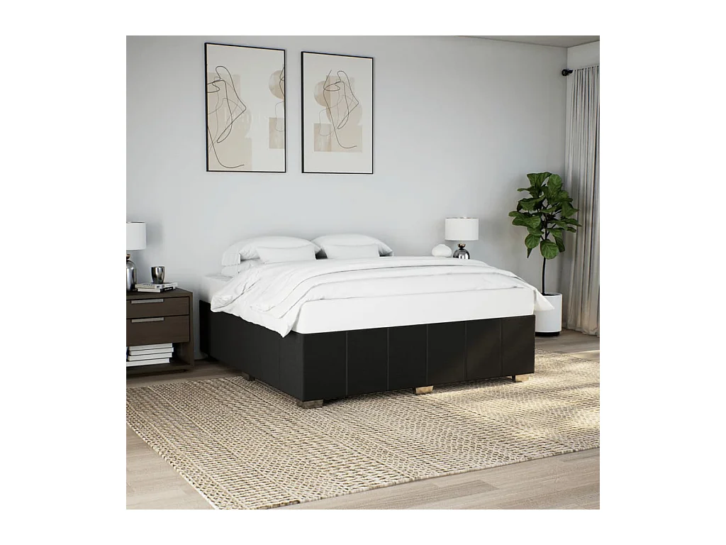 Cadre de lit sans matelas noir 180x200 cm tissu