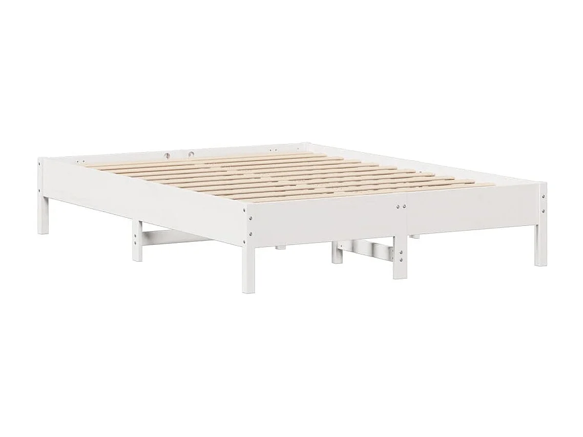 Cadre de lit sans matelas blanc 135x190 cm bois de pin massif