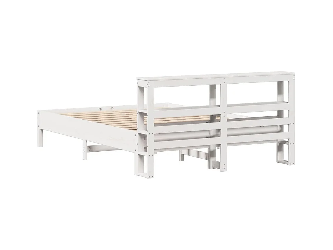 Cadre de lit sans matelas blanc 135x190 cm bois de pin massif