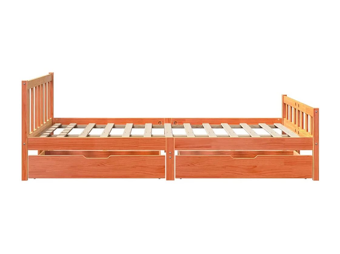 Cama sin colchón madera maciza de pino marrón cera 160x200 cm