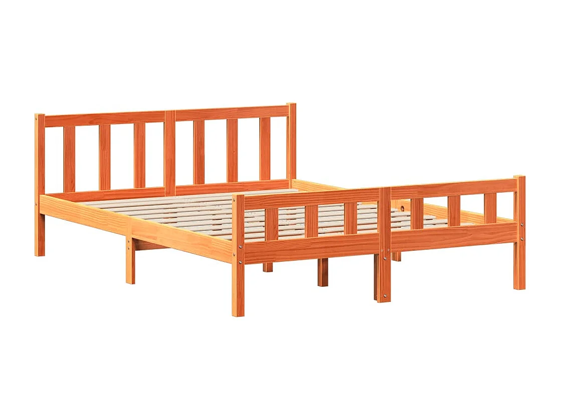 Cama sin colchón madera maciza de pino marrón cera 160x200 cm