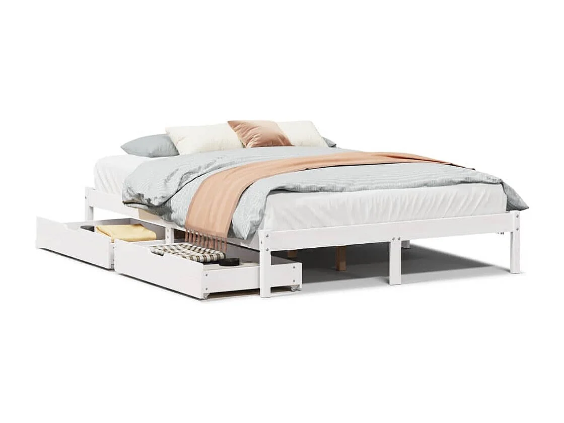 Cadre de lit sans matelas blanc 120x190 cm bois de pin massif