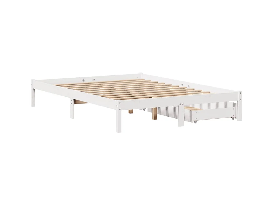 Cadre de lit sans matelas blanc 120x190 cm bois de pin massif