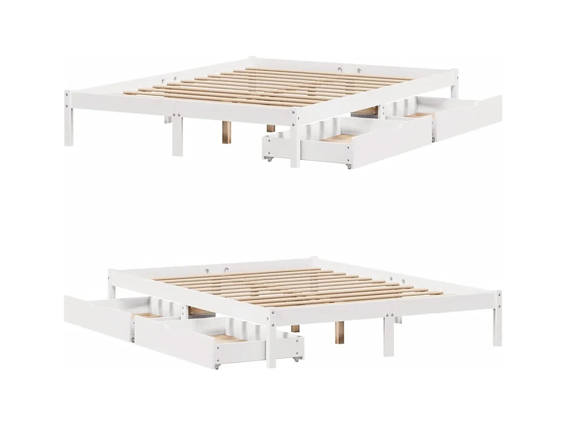 Cadre de lit sans matelas blanc 120x190 cm bois de pin massif