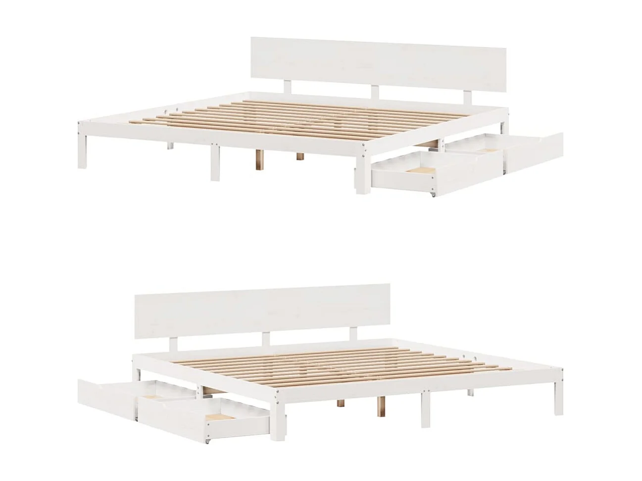 Estructura de cama con cajones madera maciza de pino 200x200 cm