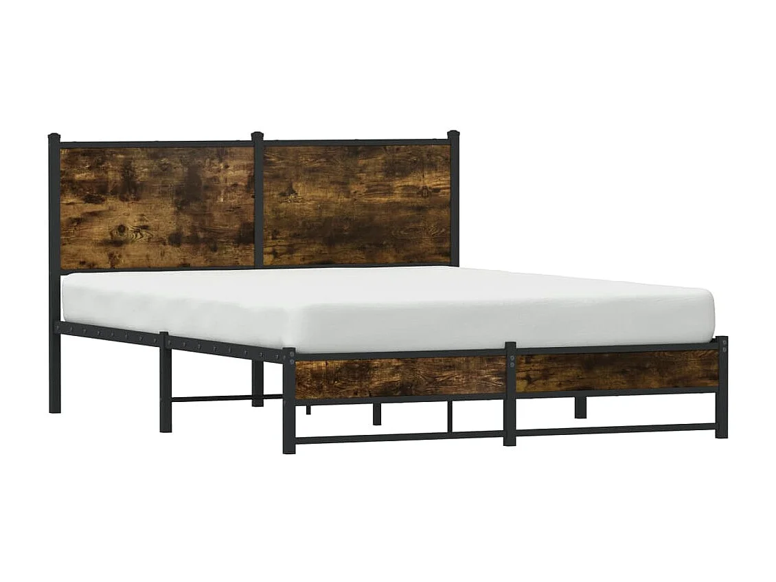 Estructura de cama con cabecero metal roble ahumado 137x190 cm