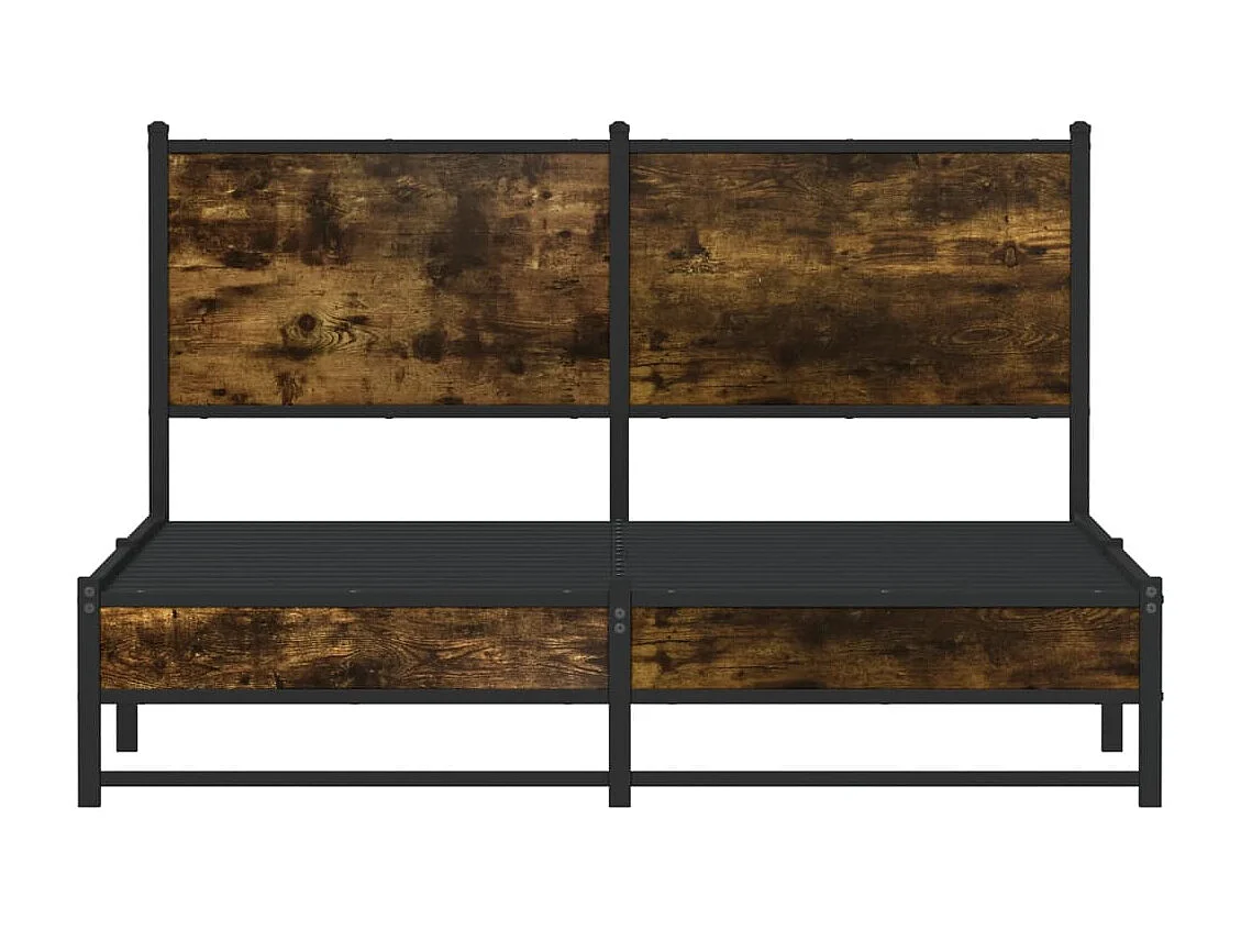 Estructura de cama con cabecero metal roble ahumado 137x190 cm