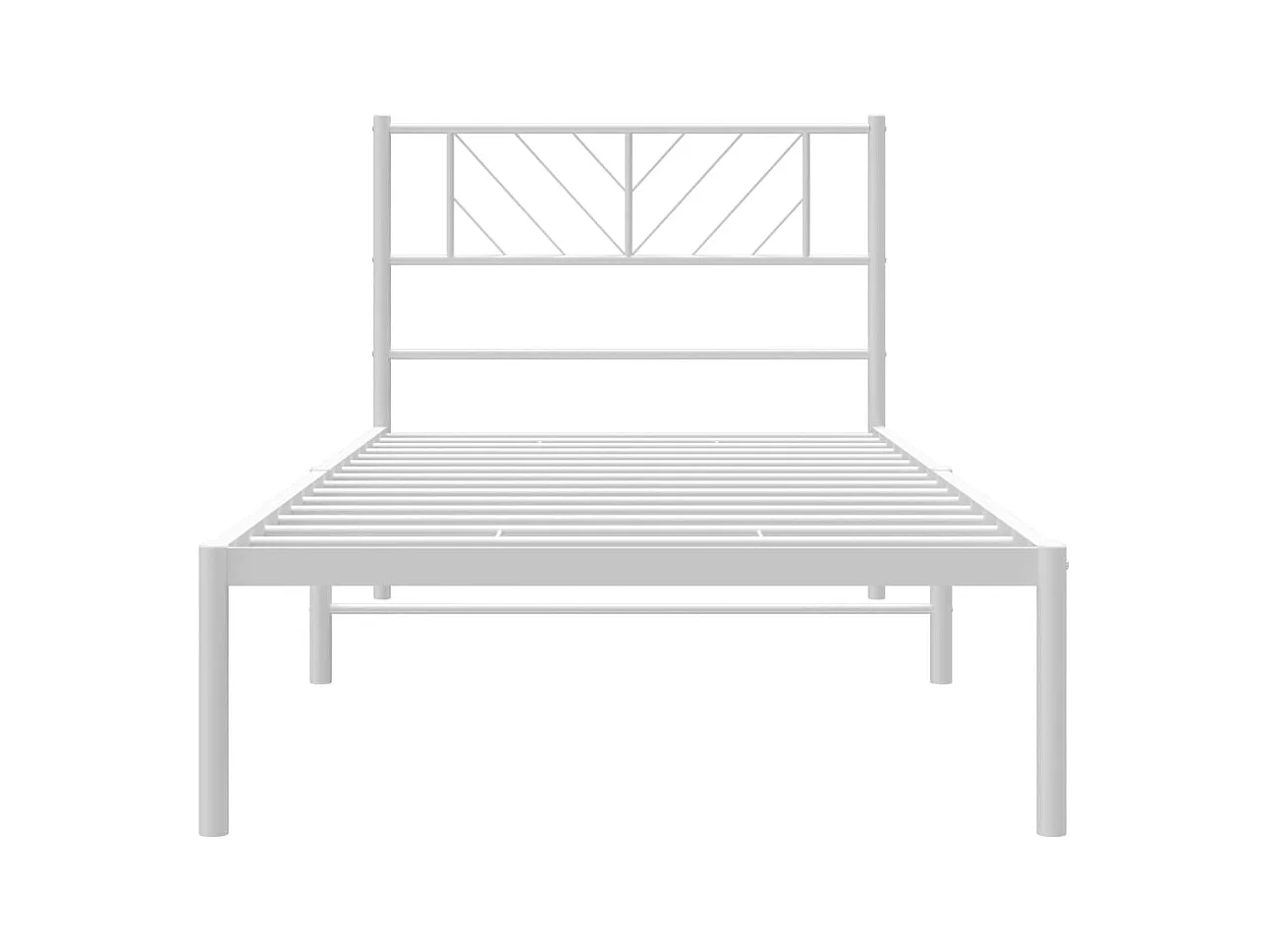 Cadre de lit métal sans matelas avec tête de lit blanc 75x190cm