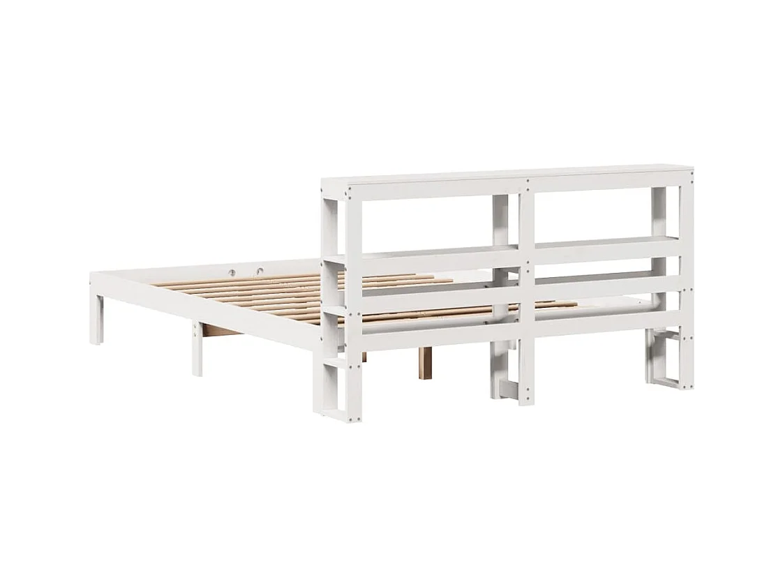 Cadre de lit avec tête de lit blanc 160x200 cm bois pin massif