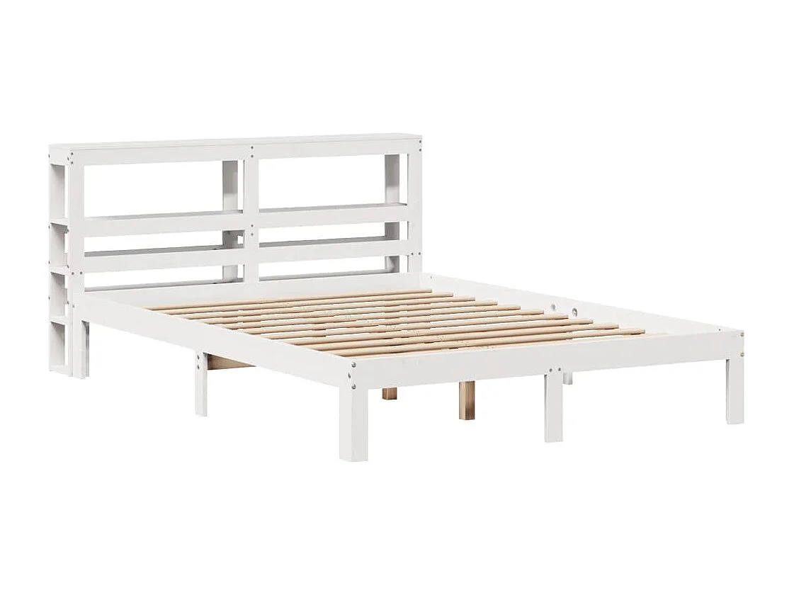 Estructura de cama con cabecero madera pino blanco 160x200 cm