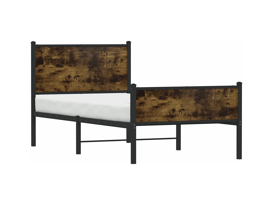 Cadre de lit en métal sans matelas chêne fumé 80x200 cm