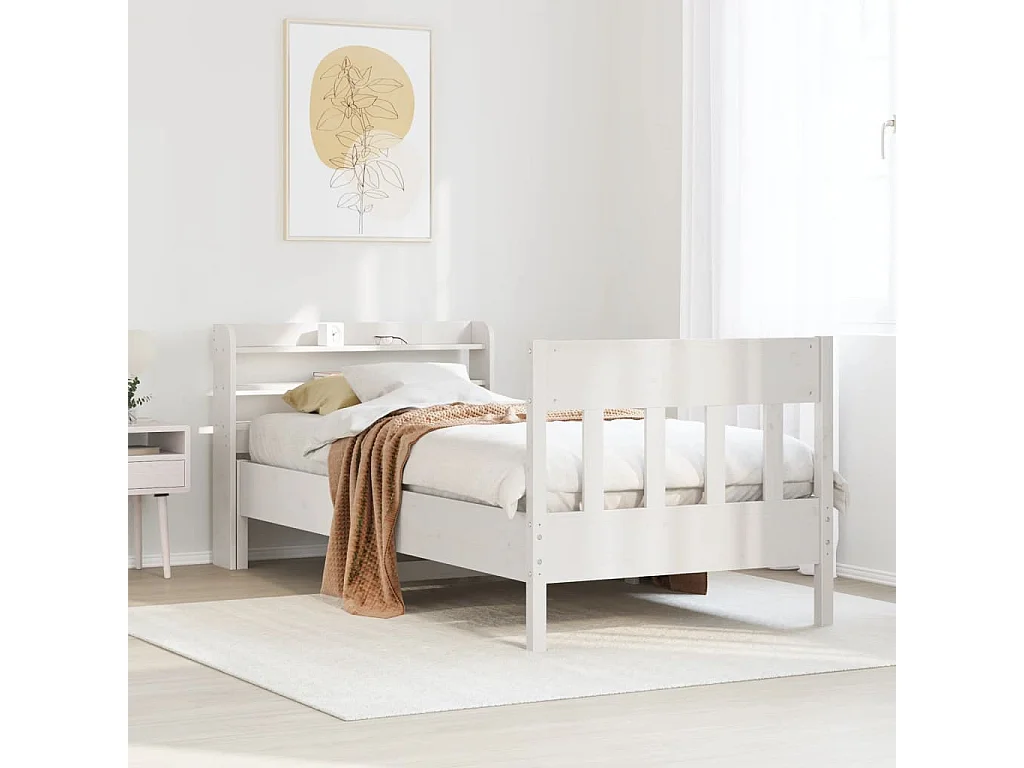 Estructura de cama sin colchón madera de pino blanca 90x200 cm