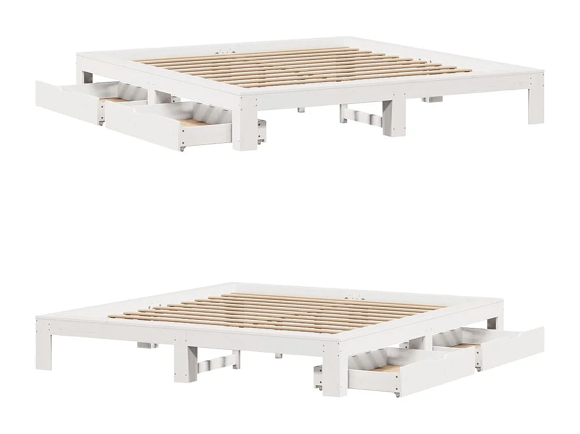 Cama sem colchão 200x200 cm madeira de pinho maciça branco