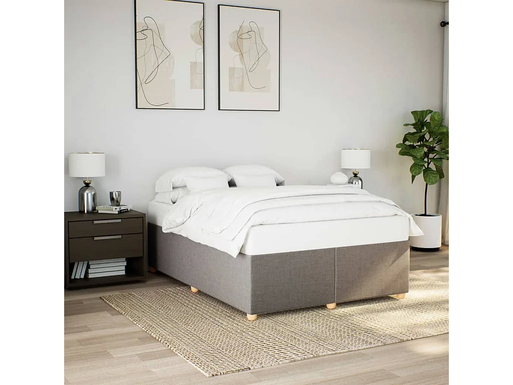 Cadre de lit sans matelas taupe 160x200 cm tissu