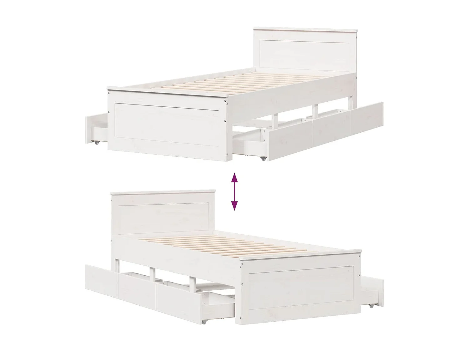 Cadre de lit sans matelas avec tête de lit 75x190 cm pin massif