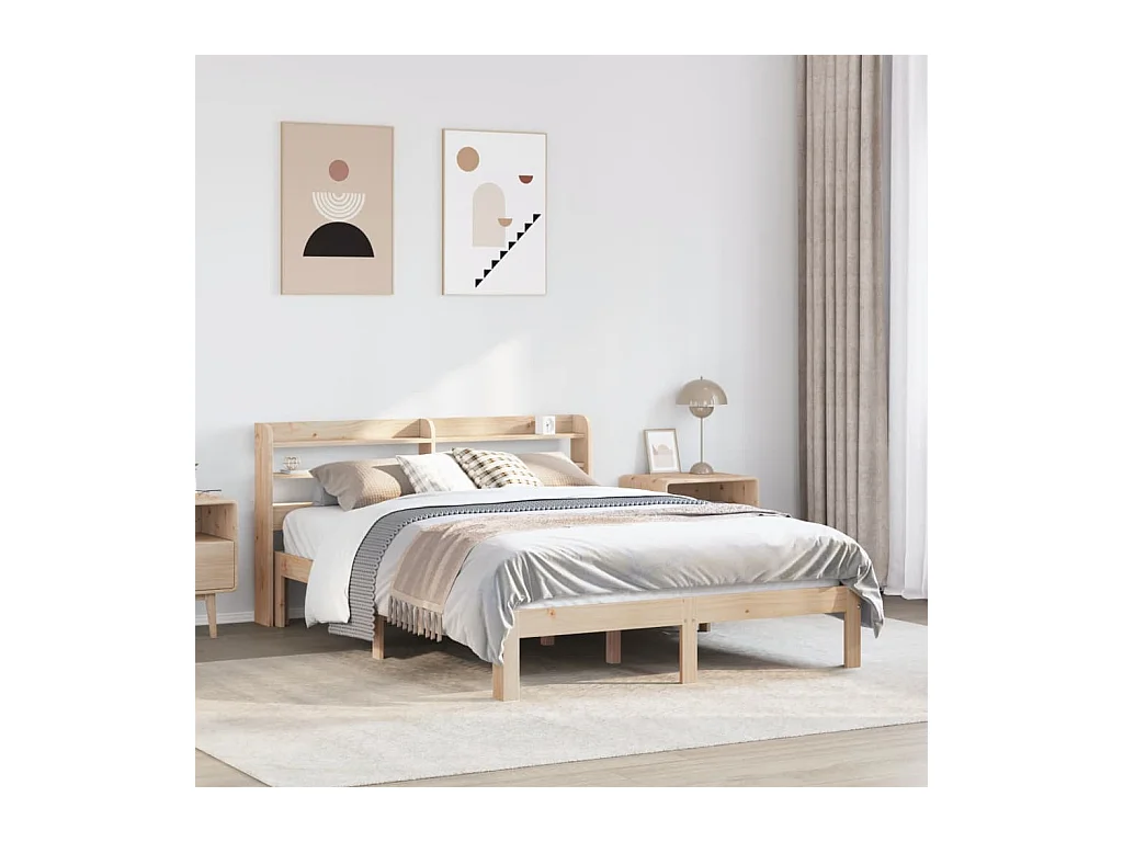 Cadre de lit avec tête de lit 120x190 cm bois de pin massif