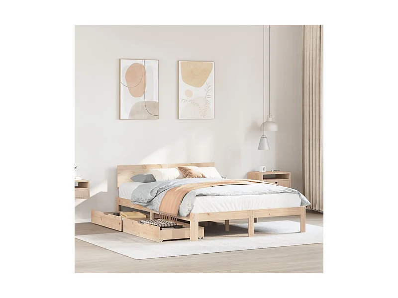 Estructura de cama con cajones madera maciza pino 120x190 cm