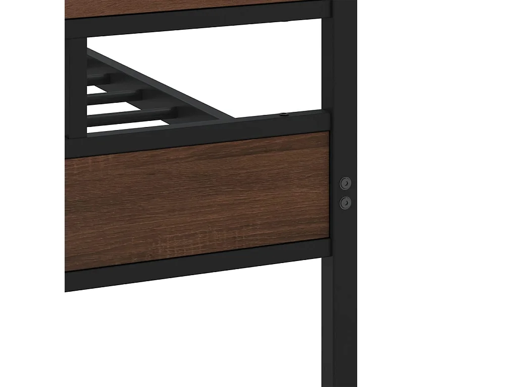 Estrutura cama sem colchão 193x203 cm metal carvalho castanho