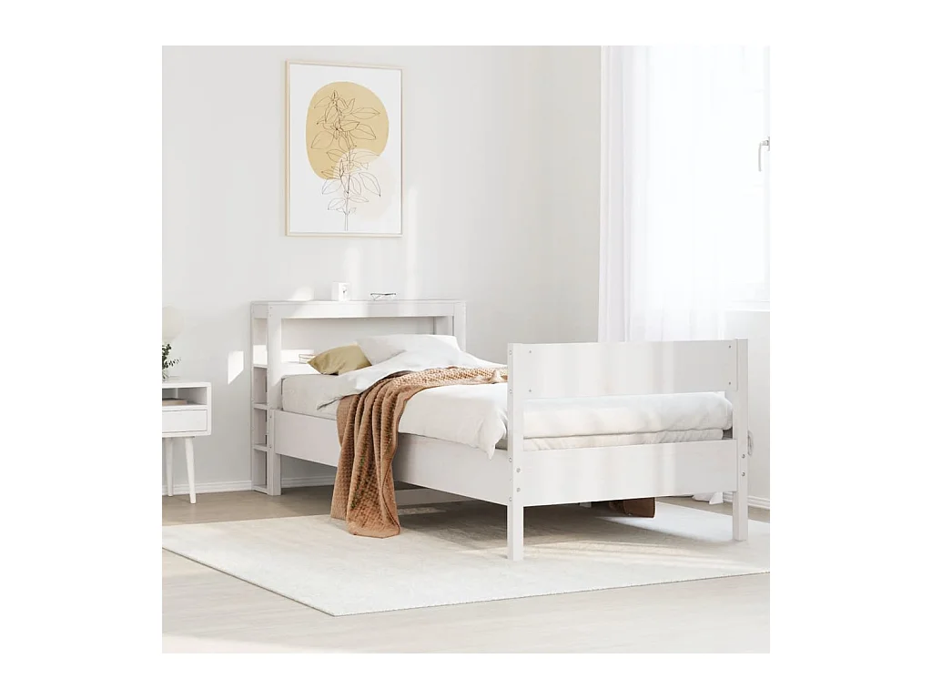 Cadre de lit sans matelas blanc 90x190 cm bois de pin massif