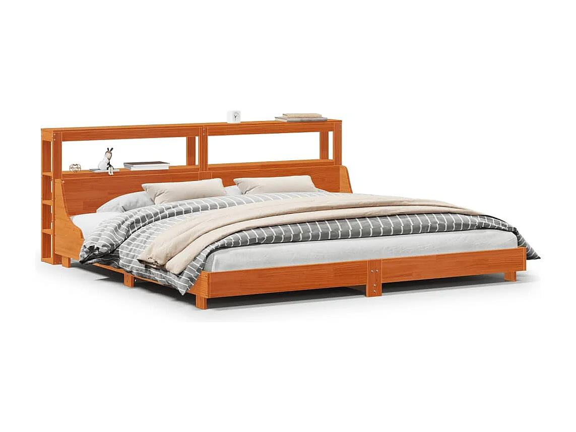 Cadre de lit sans matelas cire marron 180x200cm bois pin massif