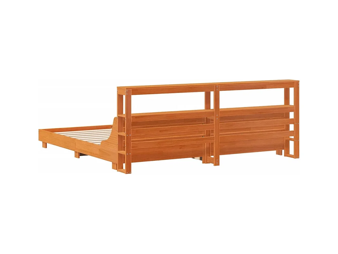 Cadre de lit sans matelas cire marron 180x200cm bois pin massif
