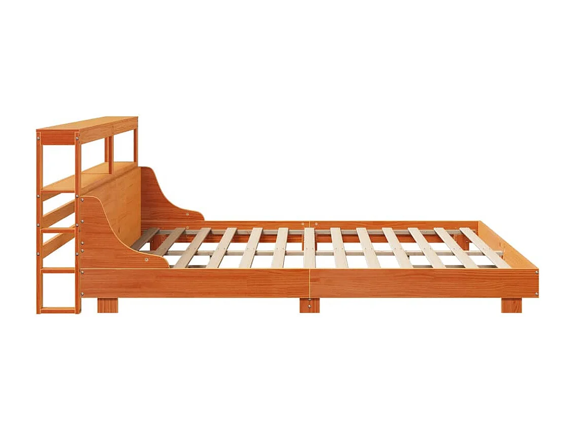 Cama sin colchón madera maciza de pino marrón cera 180x200 cm