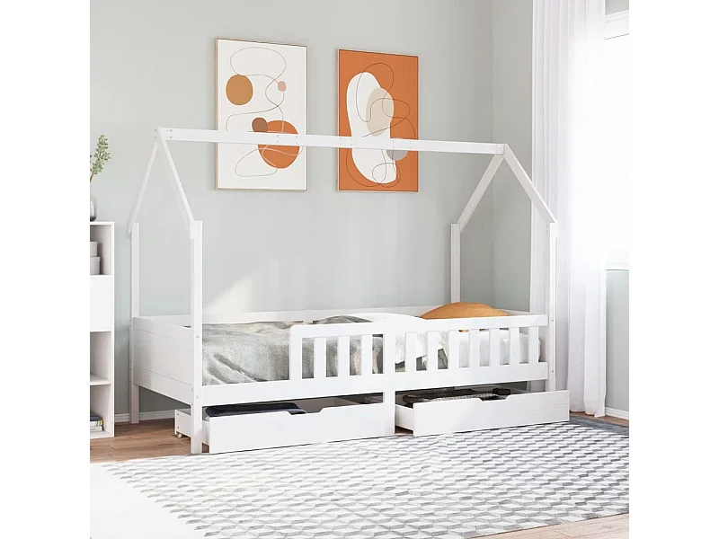 Estructura de cama para niños con cajones madera pino 90x200 cm