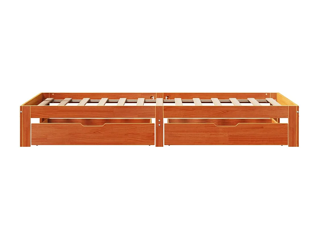 Estructura cama con cajones madera maciza pino marrón 100x200cm