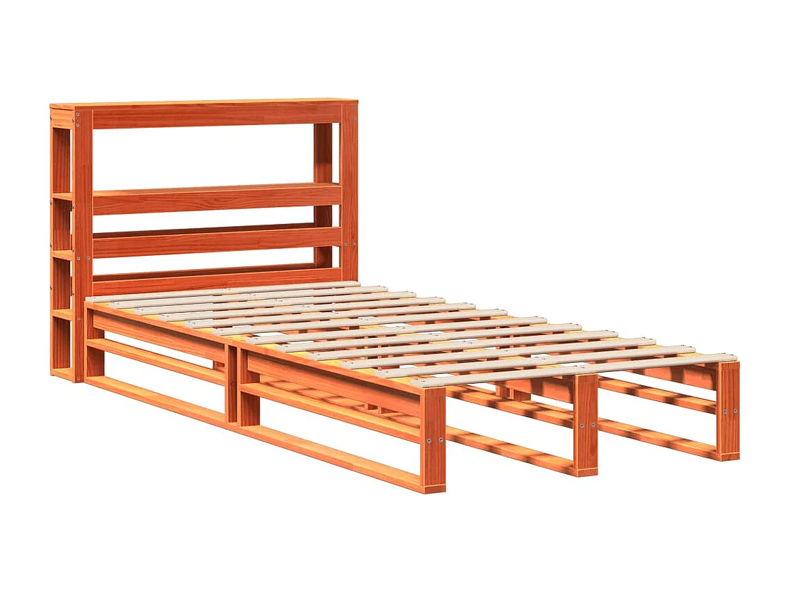 Cama sin colchón madera maciza de pino marrón cera 100x200 cm