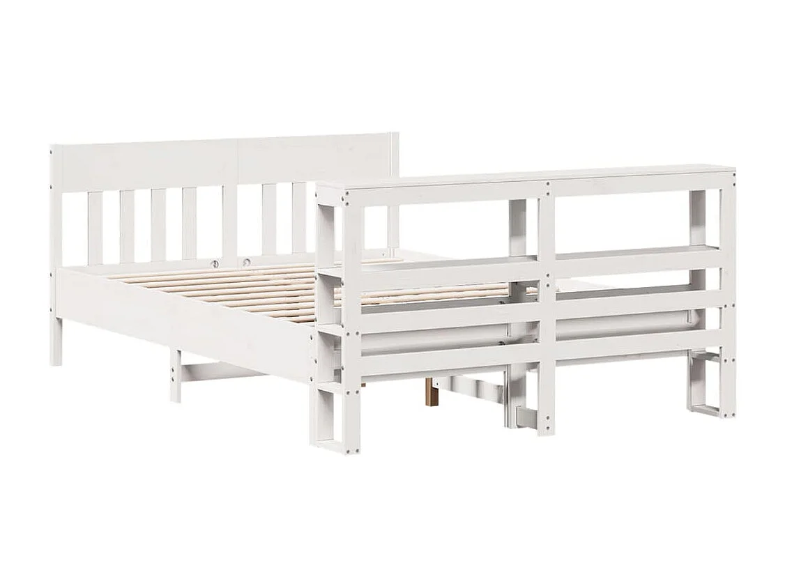 Cadre de lit sans matelas blanc 135x190 cm bois de pin massif