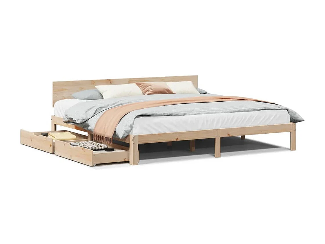 Estructura de cama con cajones madera maciza de pino 200x200 cm