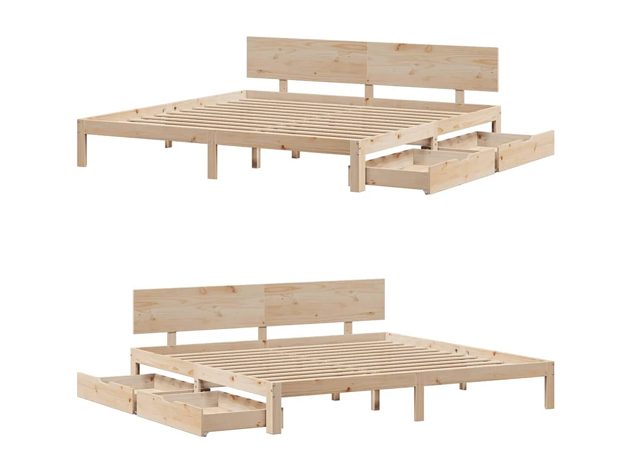 Estructura de cama con cajones madera maciza de pino 200x200 cm