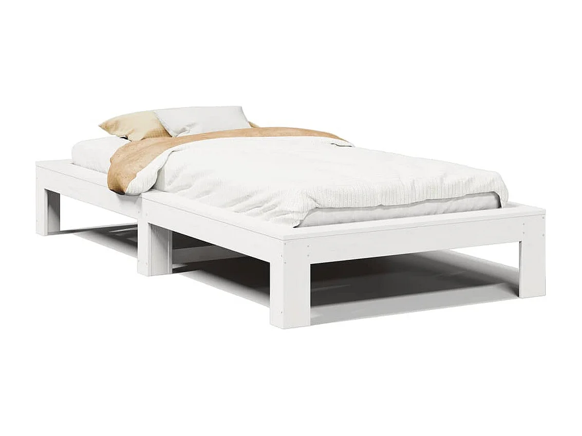 Estructura de cama sin colchón madera maciza blanca 90x190 cm