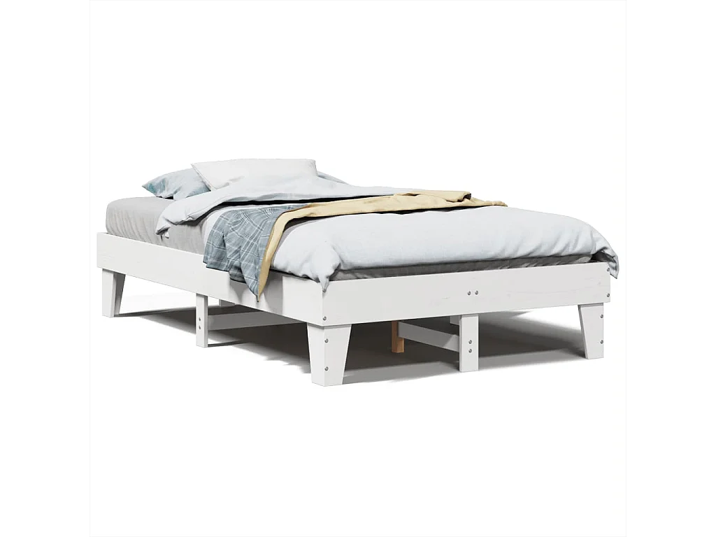 Cama sem colchão 135x190 cm madeira de pinho maciça branco
