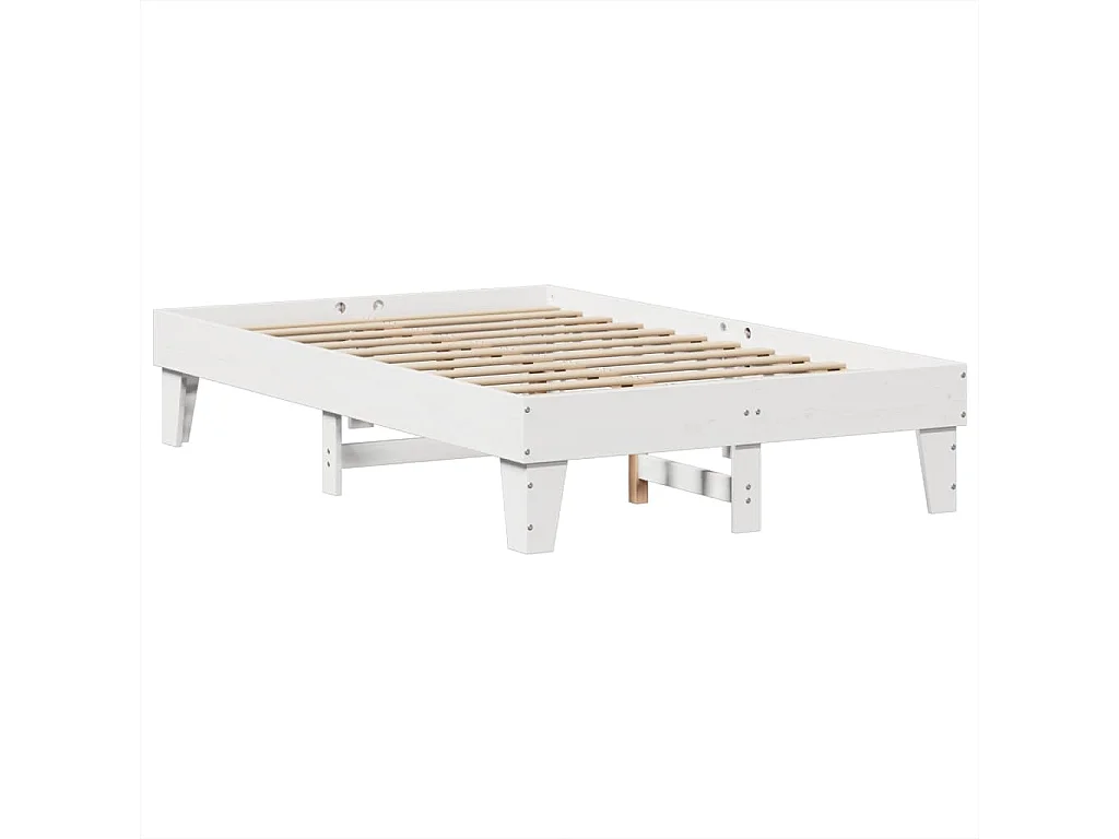 Cama sem colchão 135x190 cm madeira de pinho maciça branco