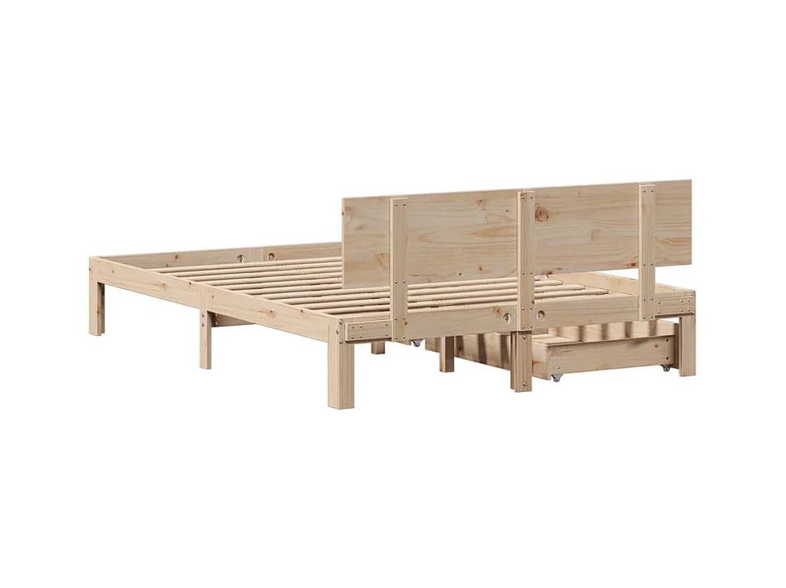 Cadre de lit avec tiroirs 140x190 cm bois de pin massif
