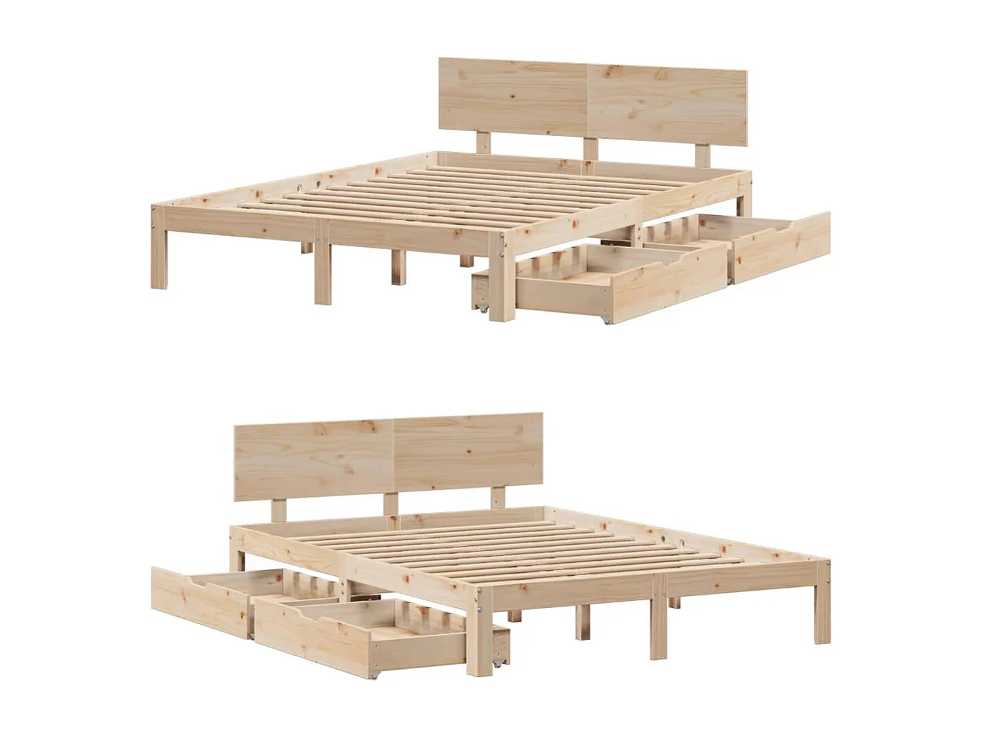 Estrutura de cama c/ gavetas 140x190 cm madeira de pinho maciça