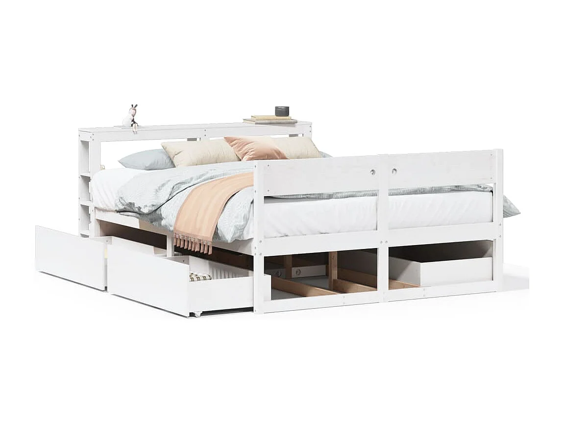 Cadre de lit sans matelas blanc 140x200 cm bois de pin massif