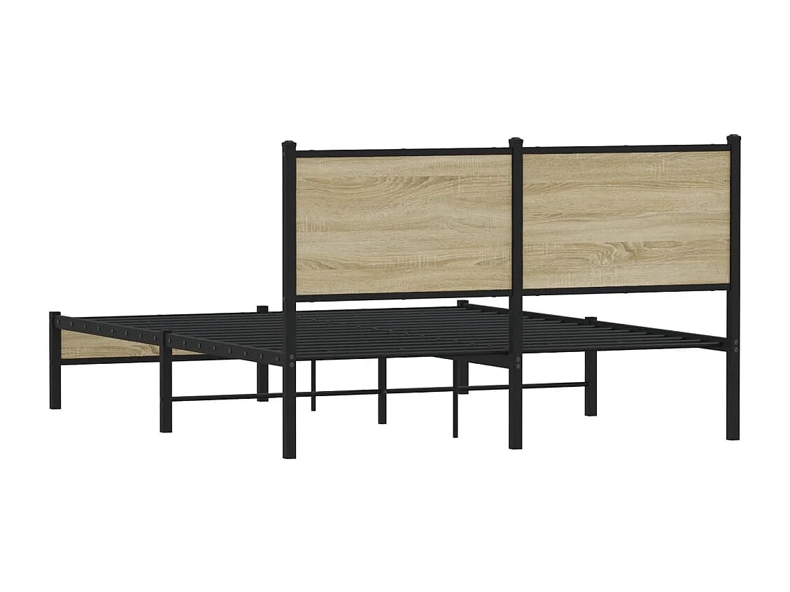 Cadre de lit en métal sans matelas chêne sonoma 140x190 cm