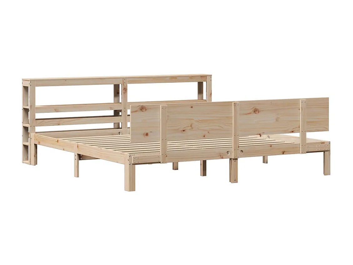 Estructura de cama con cabecero madera maciza de pino 200x200cm
