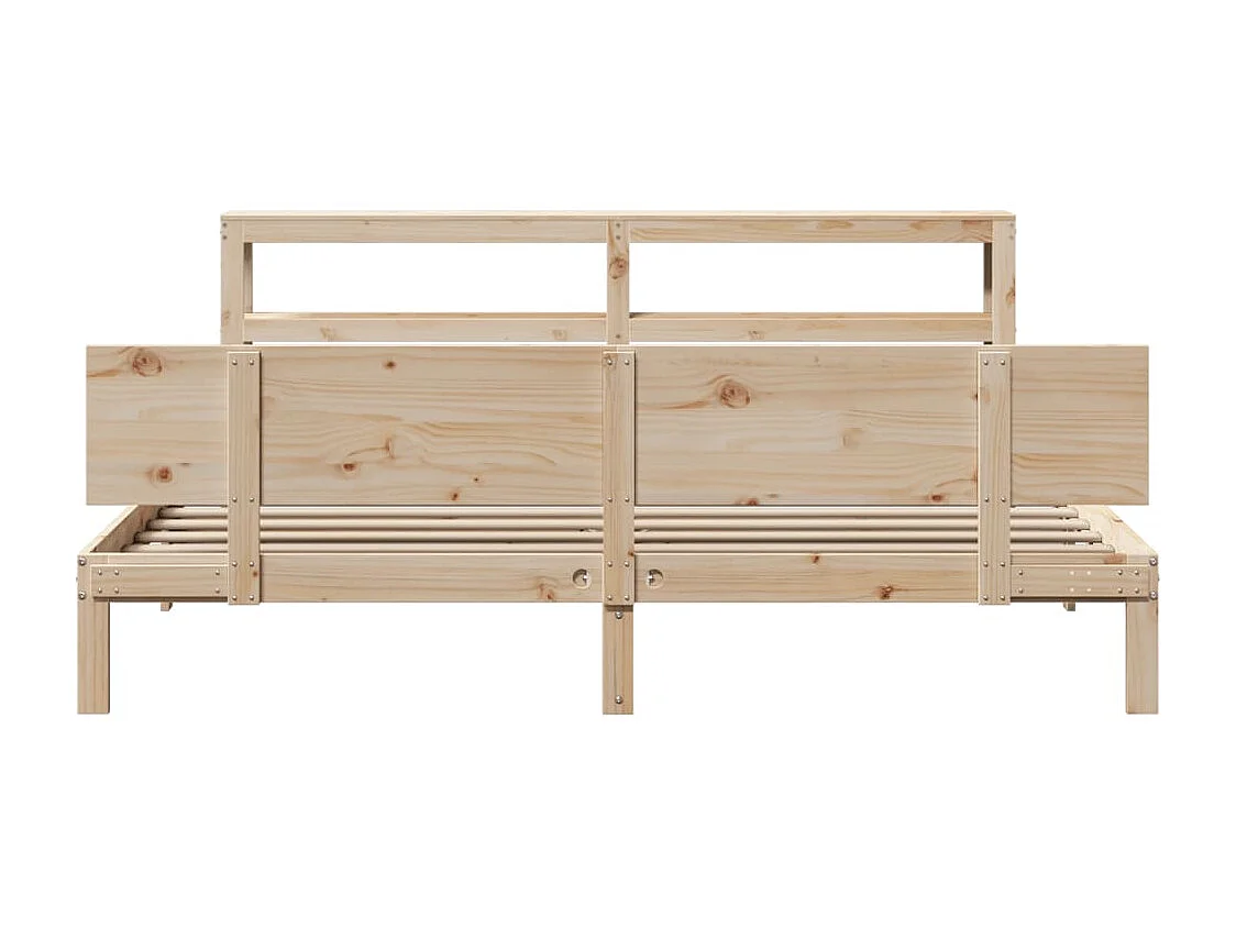 Estructura de cama con cabecero madera maciza de pino 200x200cm
