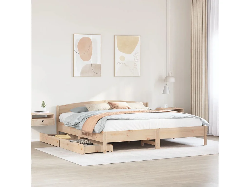 Estructura de cama sin colchón madera maciza de pino 200x200 cm